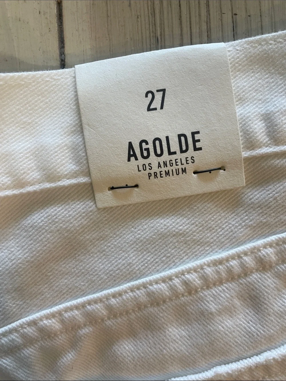 AGOLDE White Distressed Cutoff Denim Shorts
